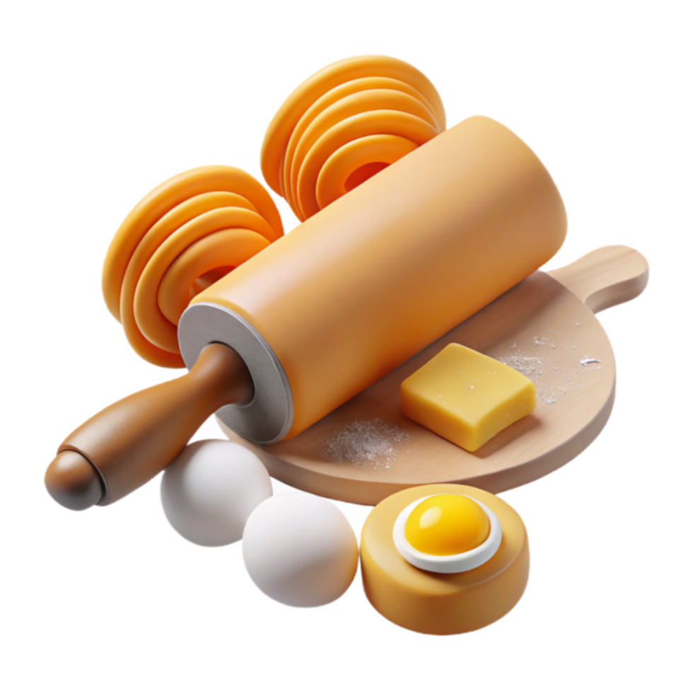 Baking Ingredients Dough, Rolling Pin, Eggs, Butter png