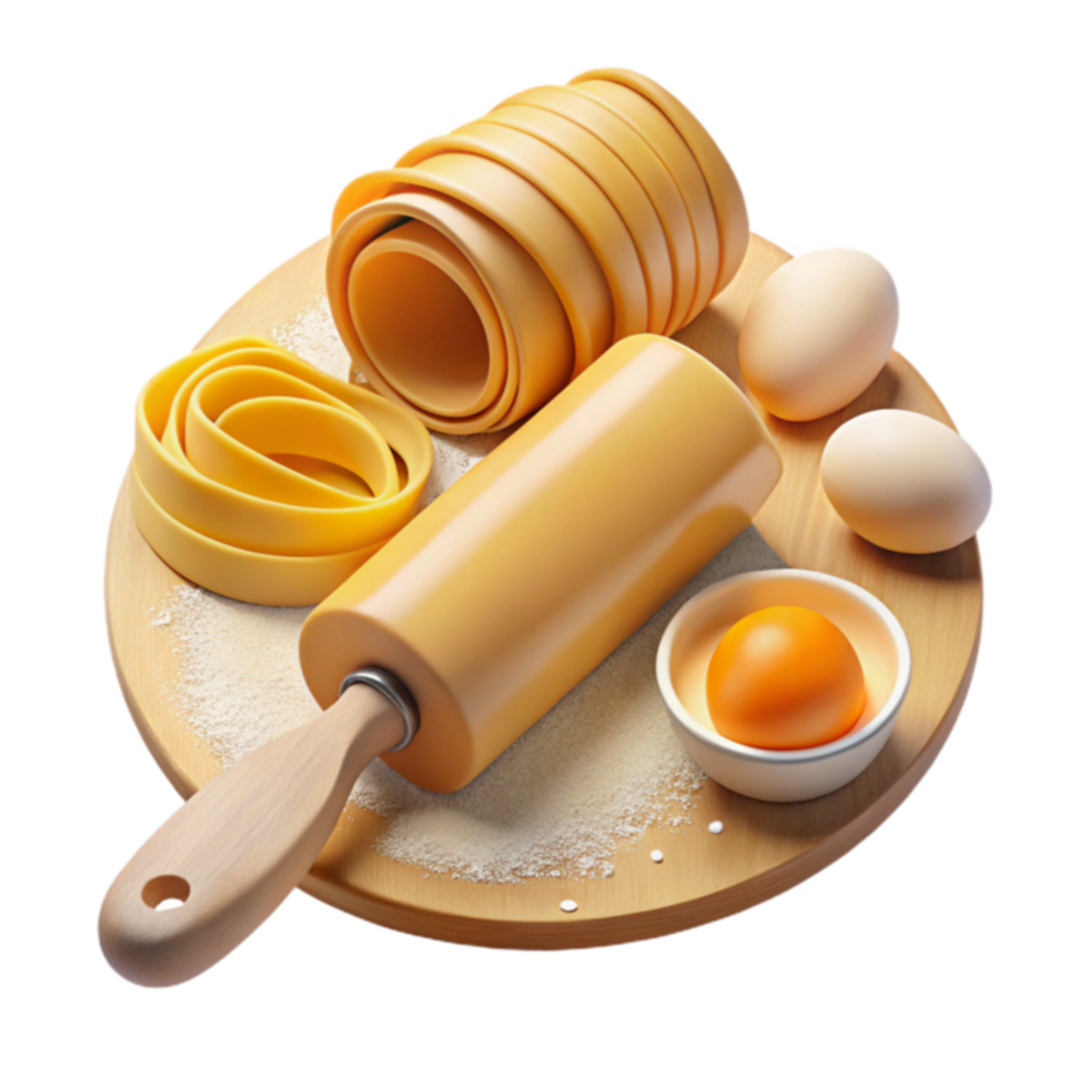 Pasta Making Rolling Pin, Dough, and Eggs png