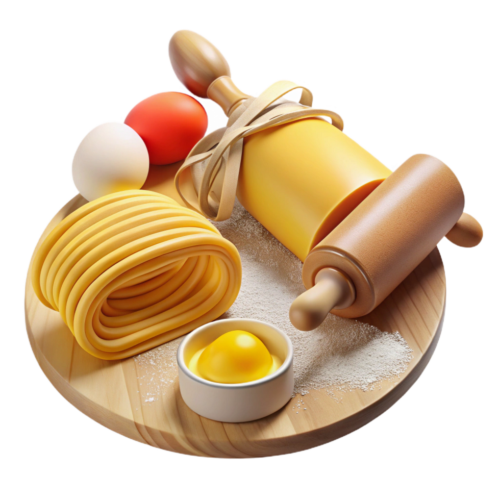 Pasta Making Rolling Dough, Eggs, and Flour png