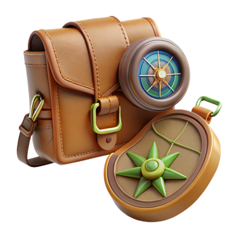 Adventure Kit Leather Satchel, Compass, Navigation Tools png