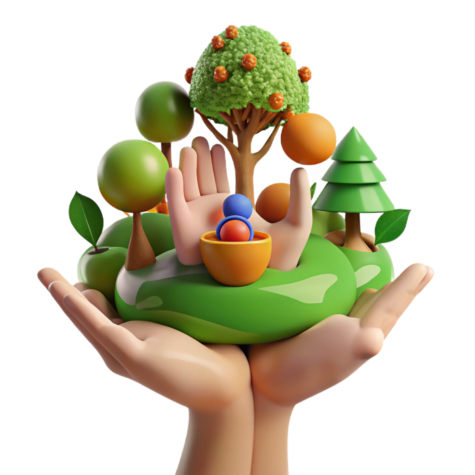 Protecting Our Planet A Miniature Ecosystem in Hands png