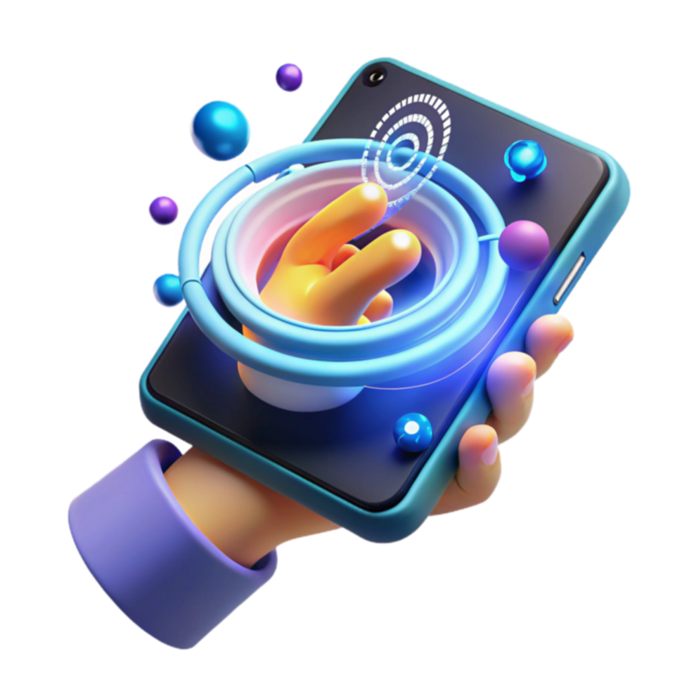 Interactive Mobile Interface Futuristic 3D Design png