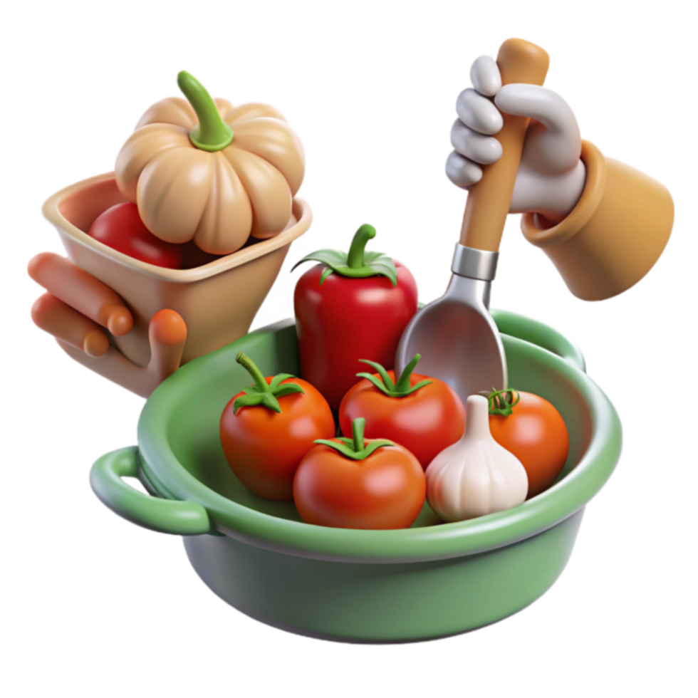 Fresh Vegetable Harvest Tomatoes, Peppers, and Garlic png