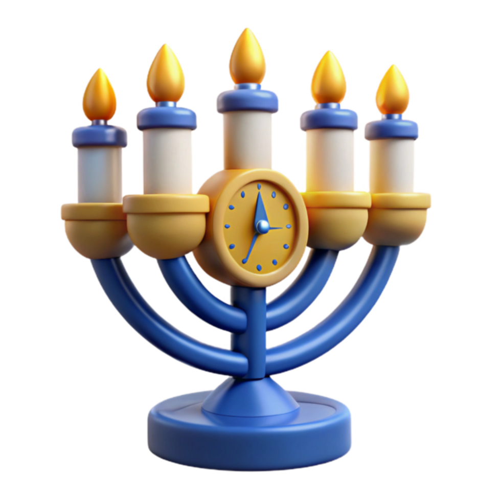 Menorah with Clock Festive Candles and Time png