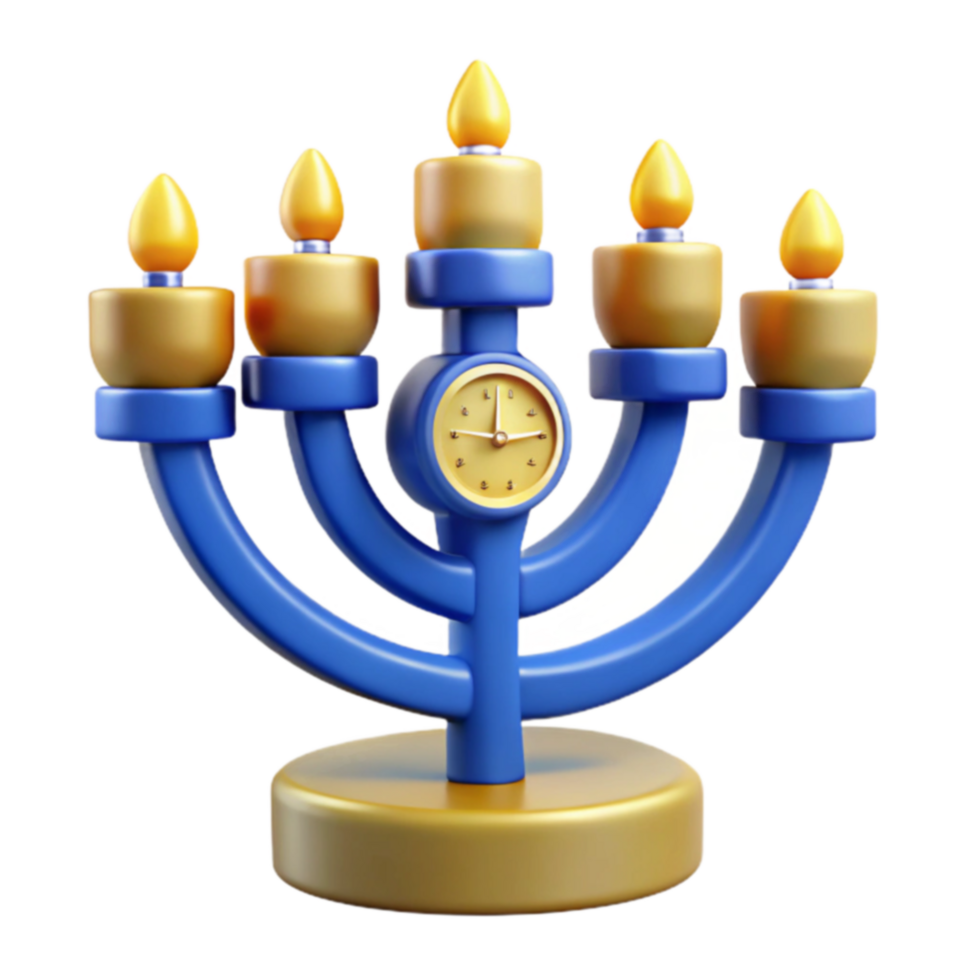 Menorah with Clock Timed Candles png