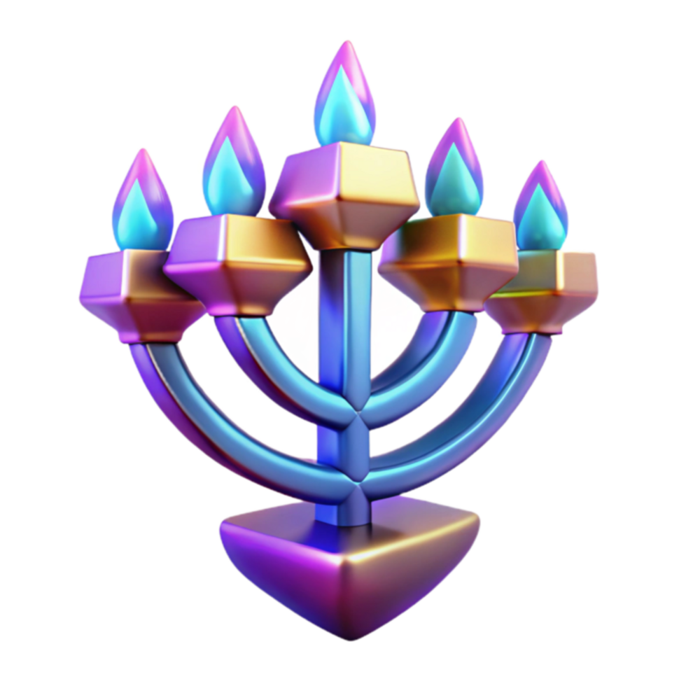 Menorah Colorful 3D Render, Festive Candles png