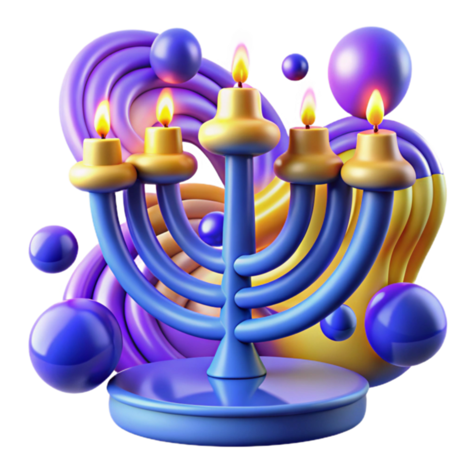 Five-Branched Candelabra with Lit Candles png