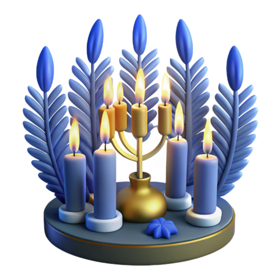 Serene Candlelight Festive Blue Candles and Menorah png