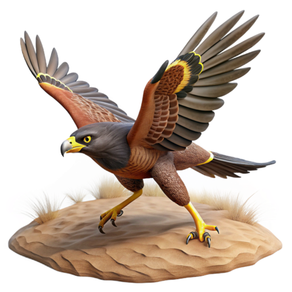 Majestic Hawk Landing on Sandy Dune png