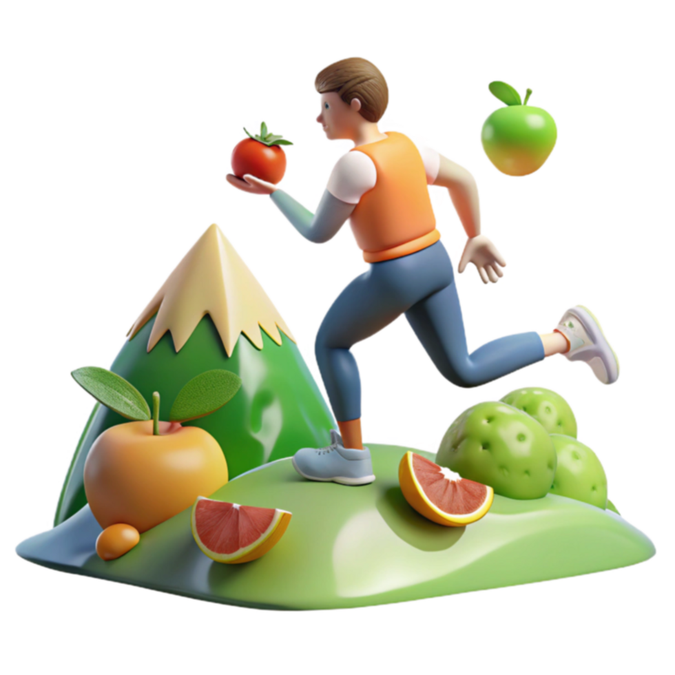 Healthy Lifestyle Run Towards Fruits Vegetables png