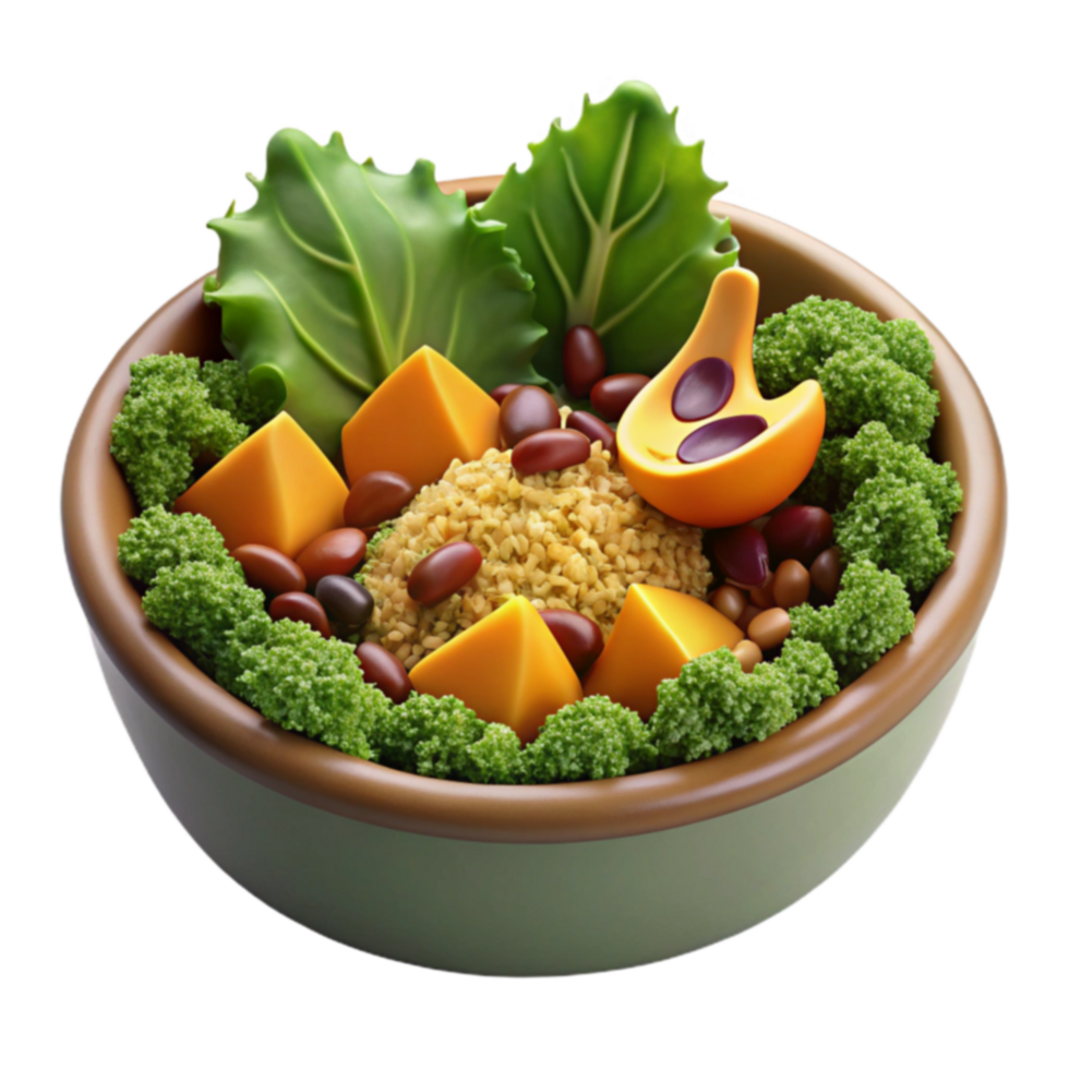 Healthy Quinoa Bowl with Beans, Vegetables, and Squash png