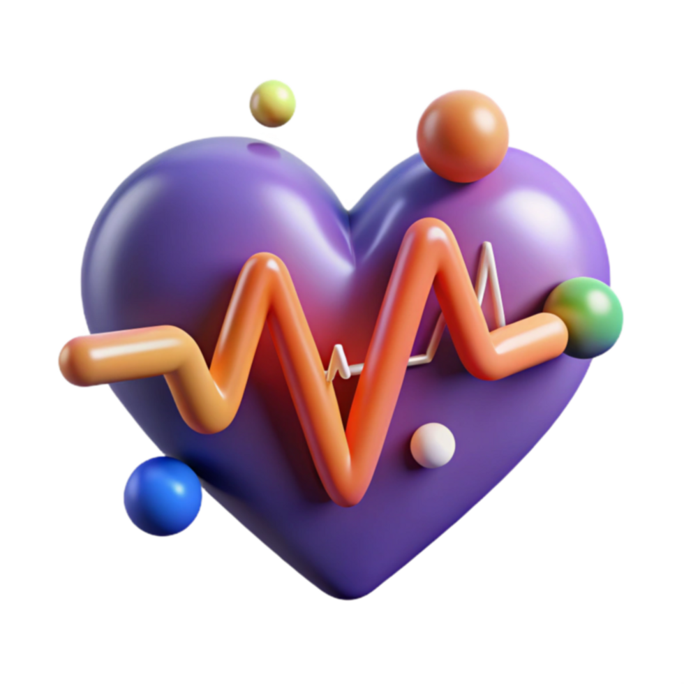 Heart Health 3D Heart with Pulse Rate png