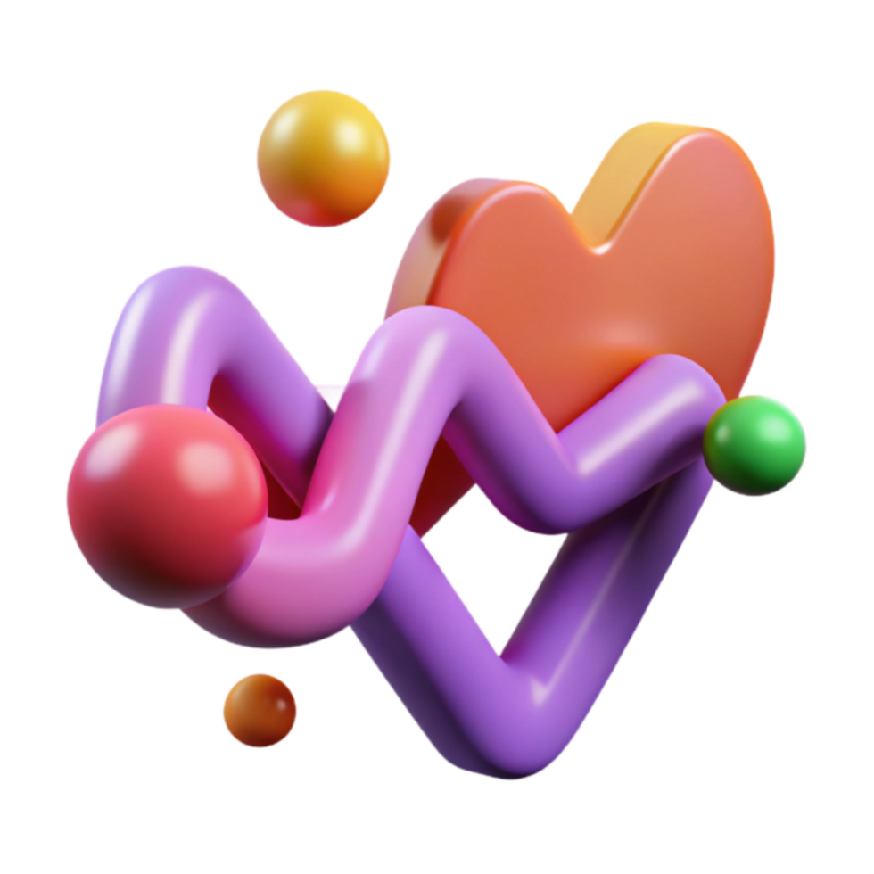 Abstract Heart Colorful 3D Shapes and Spheres png