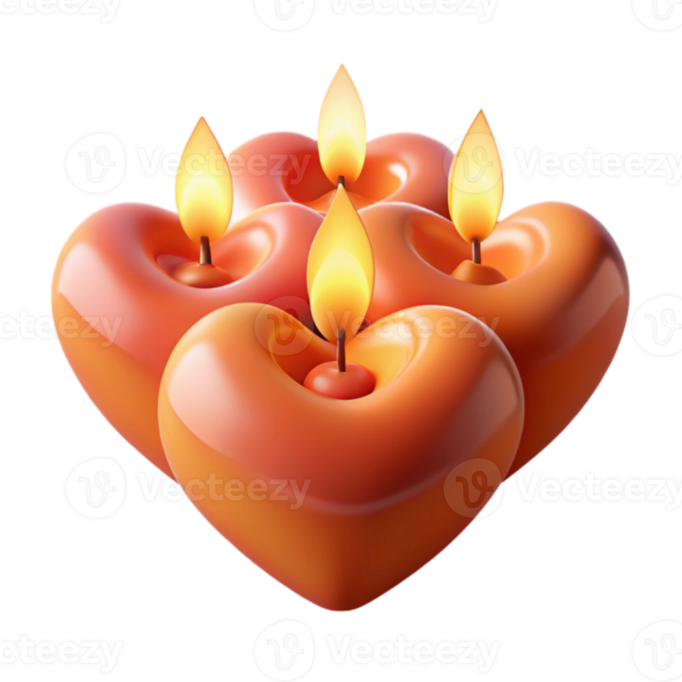 Heart-Shaped Candles Romantic Illumination png