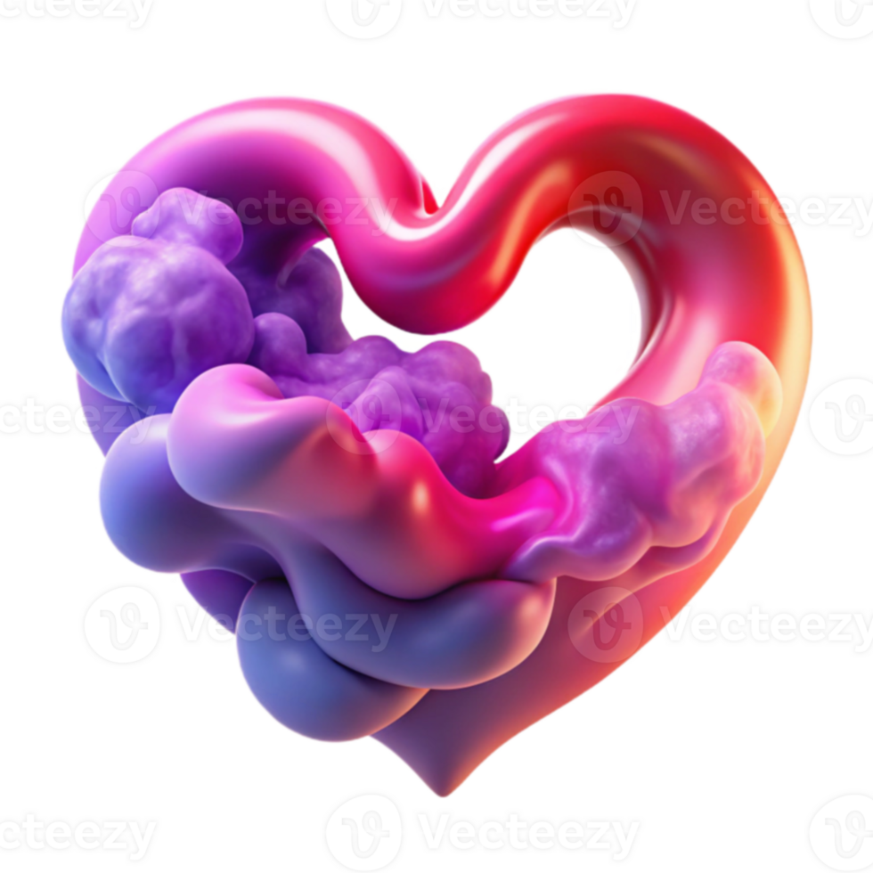 Abstract Heart Fluid, Color, Gradient, 3D Render png