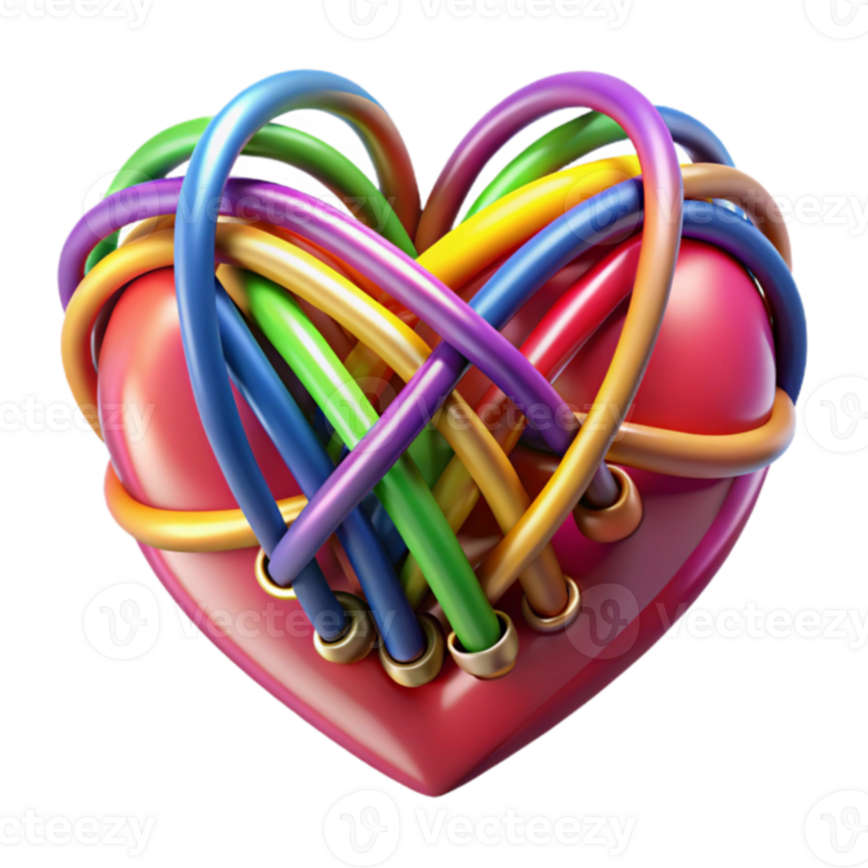 Interconnected Heart A Colorful Web of Relationships png
