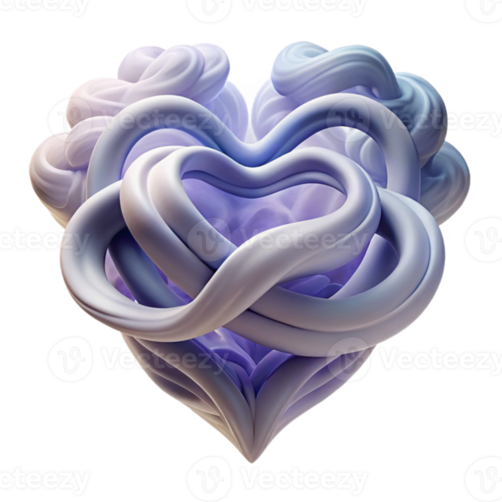 Abstract Heart 3D Render of Intertwined, Swirling Forms png