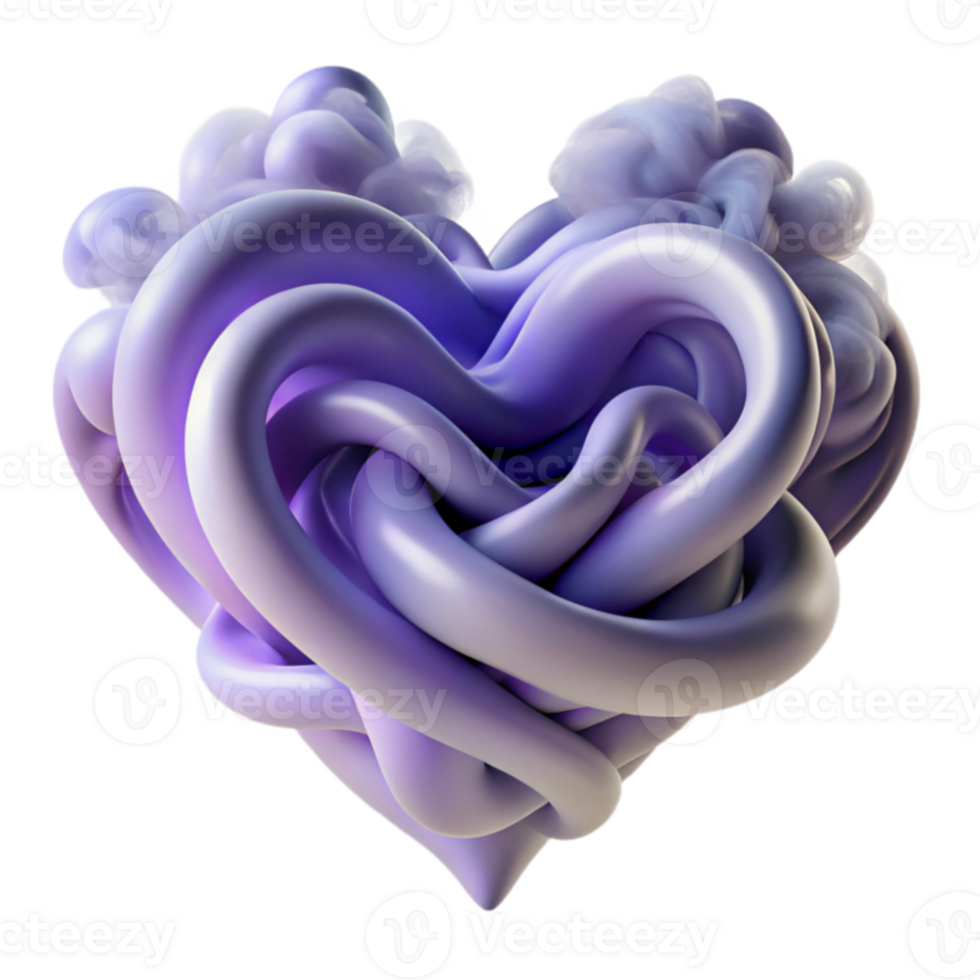Abstract Purple Heart Swirling 3D Render png