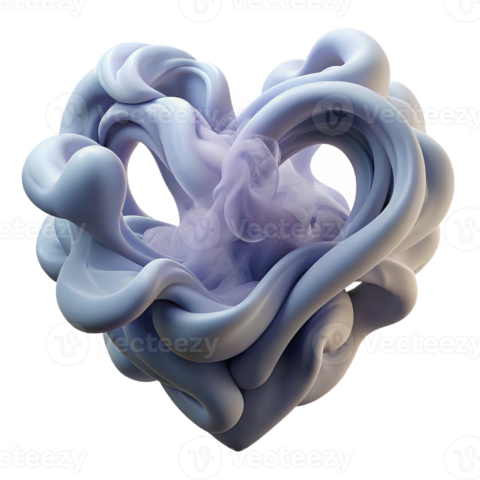 Abstract Heart 3D Render of Flowing, Swirling Shapes png