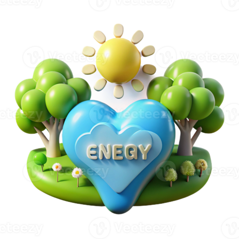 Heart of Green Energy Sun, Trees, and a Sustainable Future png