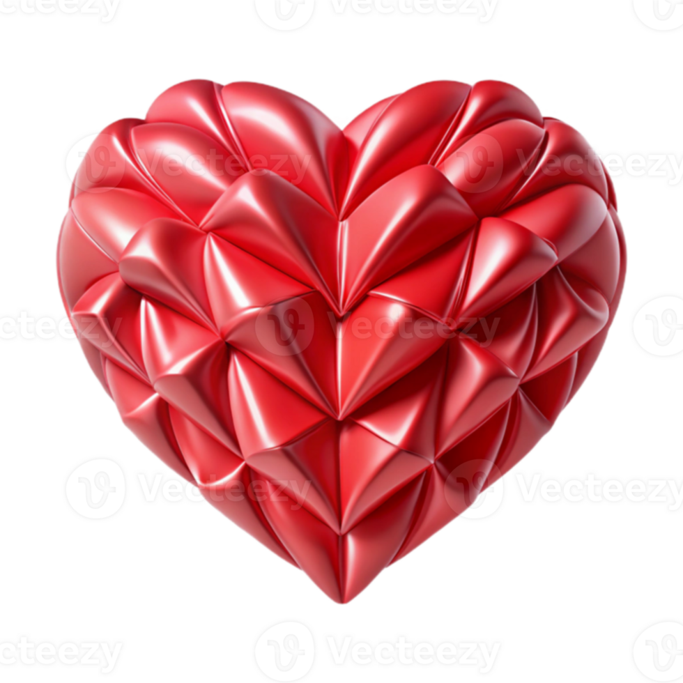 Geometric Red Heart 3D Render of Abstract Love Symbol png