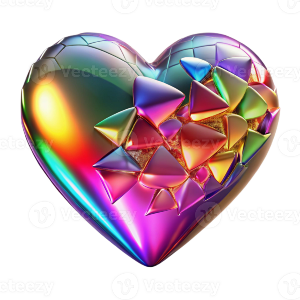 Shattered Rainbow Heart A 3D Abstract Artwork png