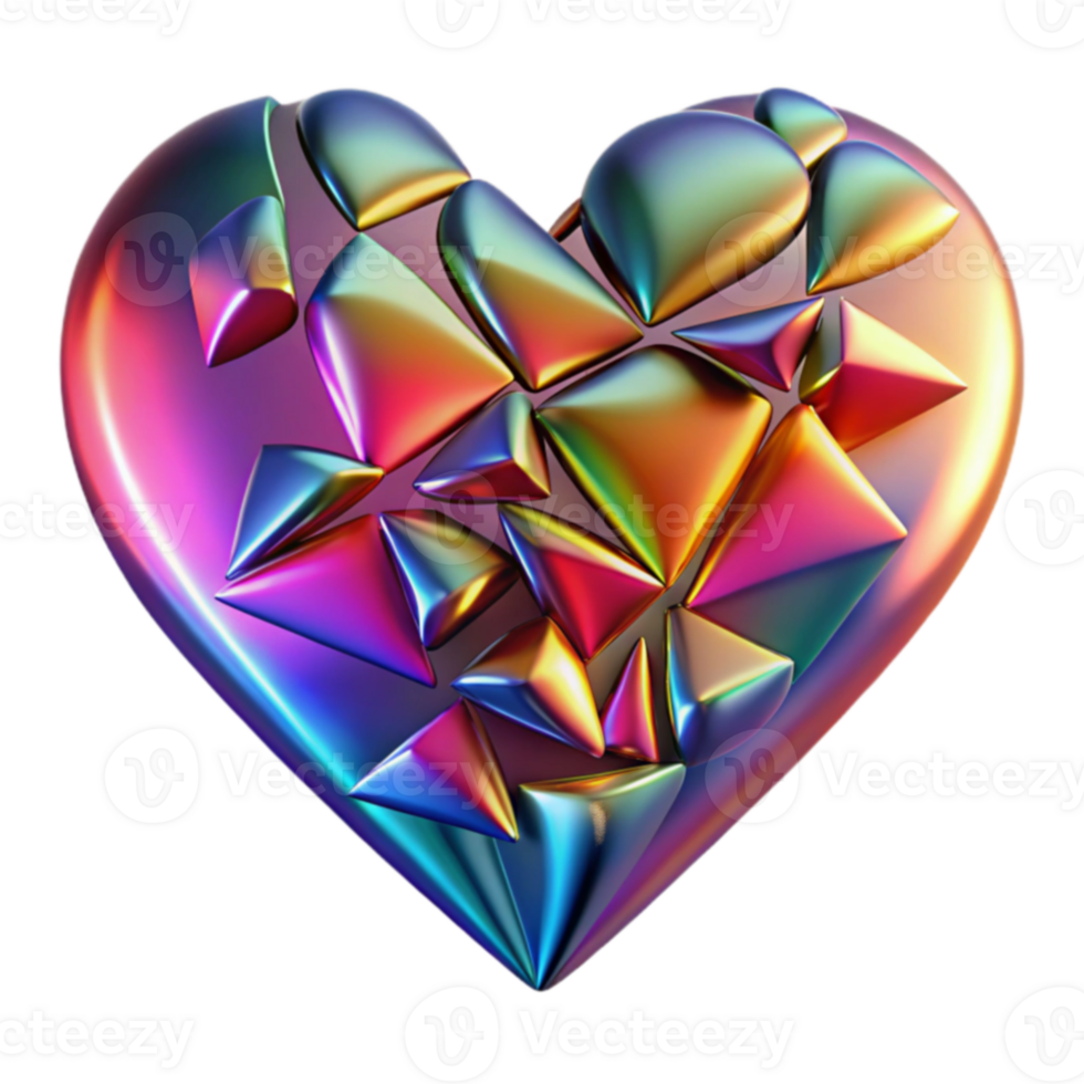 Shattered Prism Heart Abstract 3D Render png
