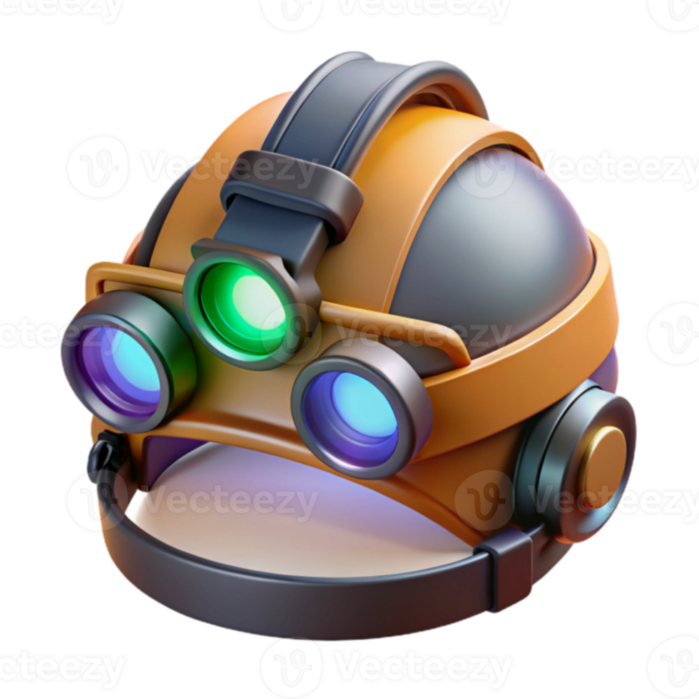 Futuristic Helmet with Advanced Sensors and Lights png