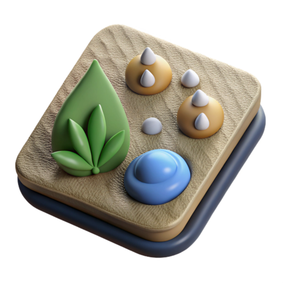 Tranquil Oasis 3D Render of Serene Nature Scene png