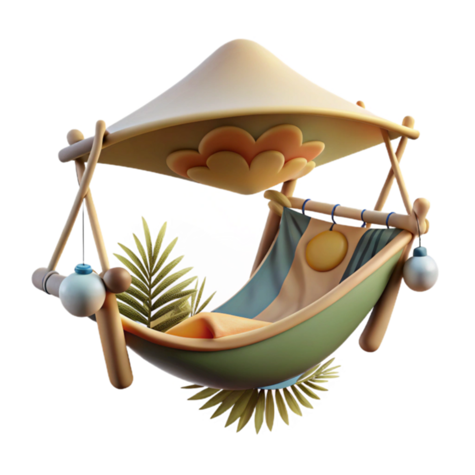 Relaxing Hammock Under Canopy 3D Render png