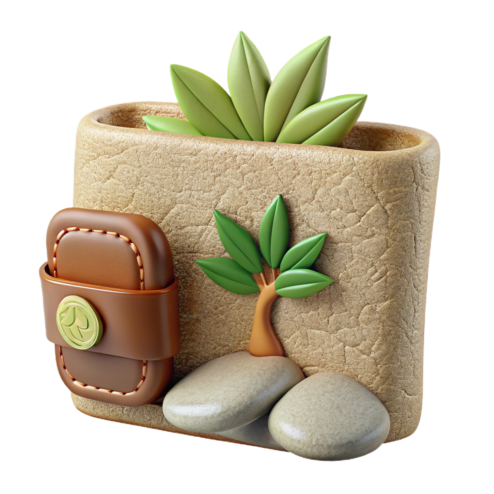 Eco-Friendly Wallet Sustainable Design with Nature Elements png