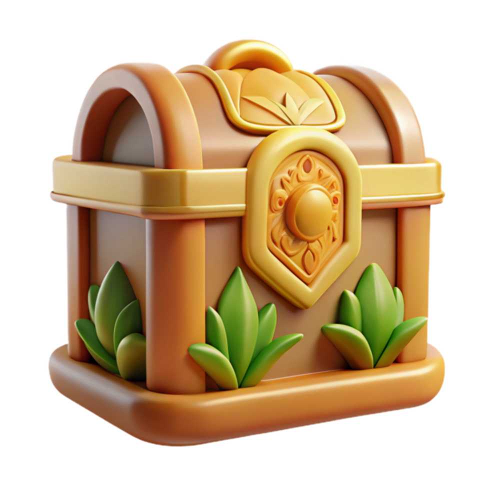 Ornate Treasure Chest 3D Model Game Asset, Fantasy Decor png