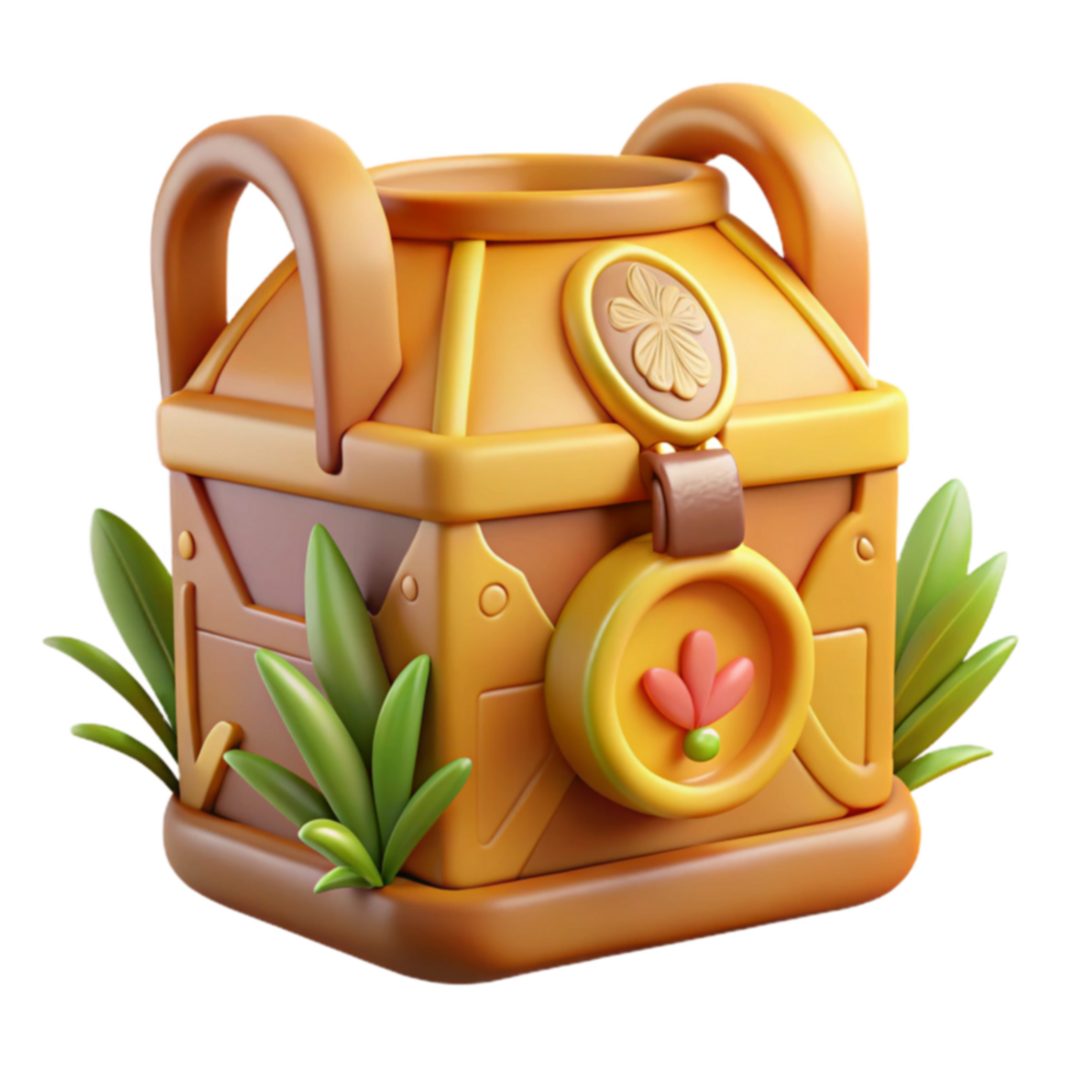 3D Render Enchanted Treasure Chest with Floral Design png