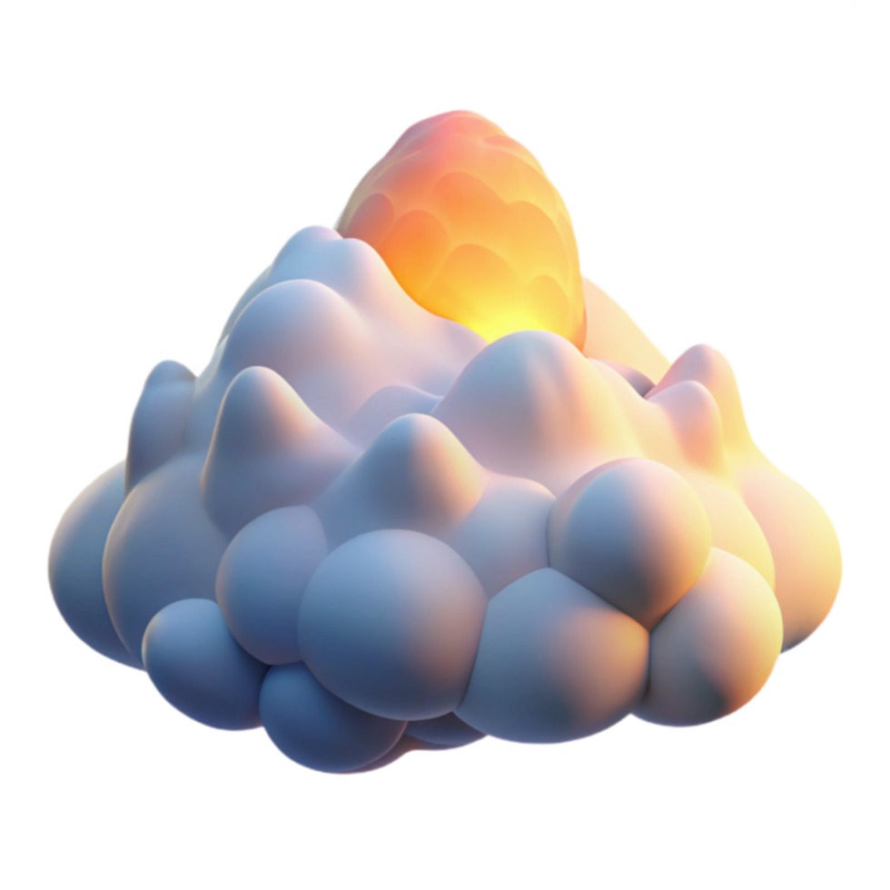 Glowing Egg on Puffy Cloud 3D Render png