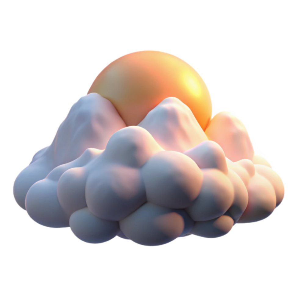 Sunrise over Puffy Clouds 3D Render png