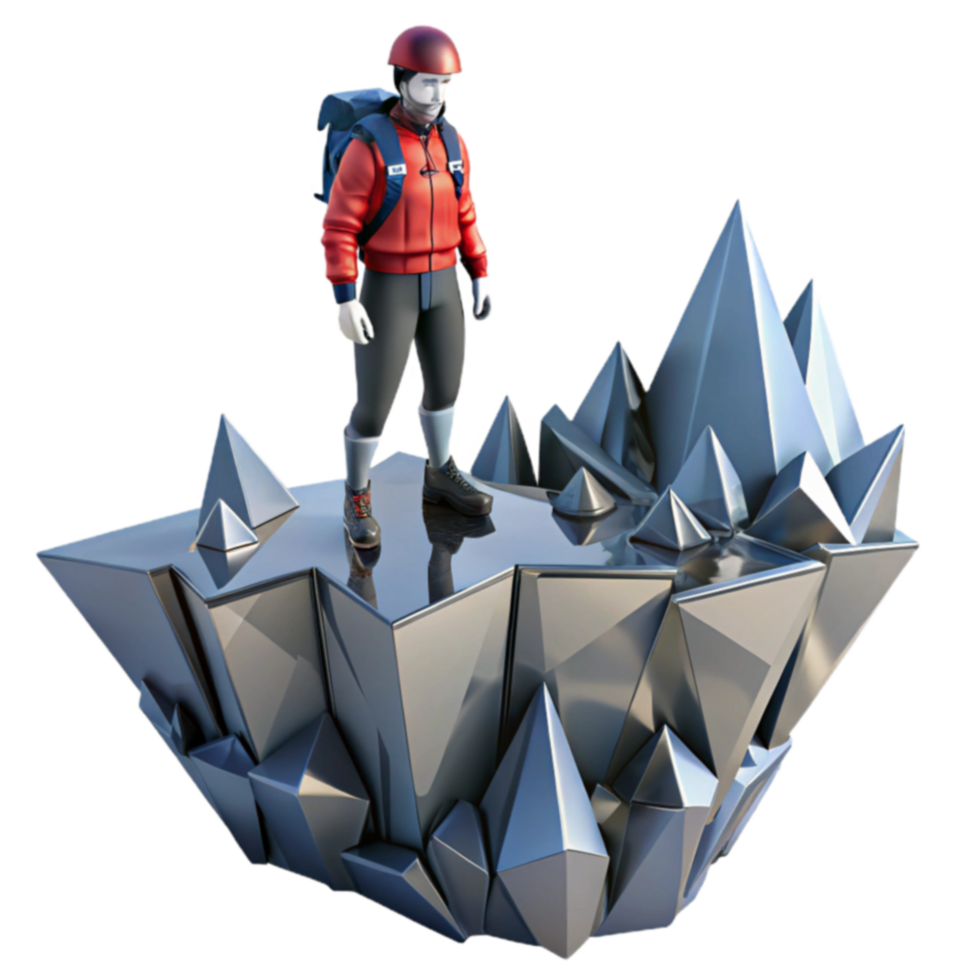 Climber on Crystal Peak A 3D Render png