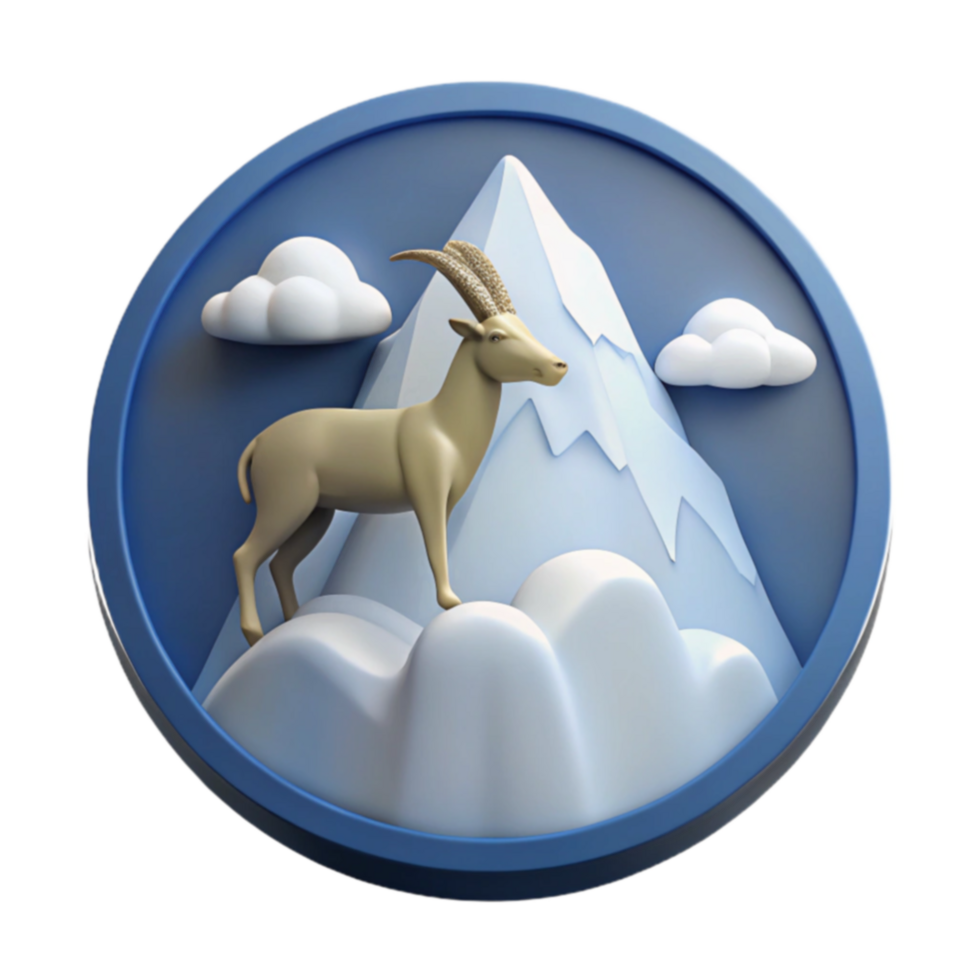 Mountain Goat 3D Icon Alpine Animal on Peak png