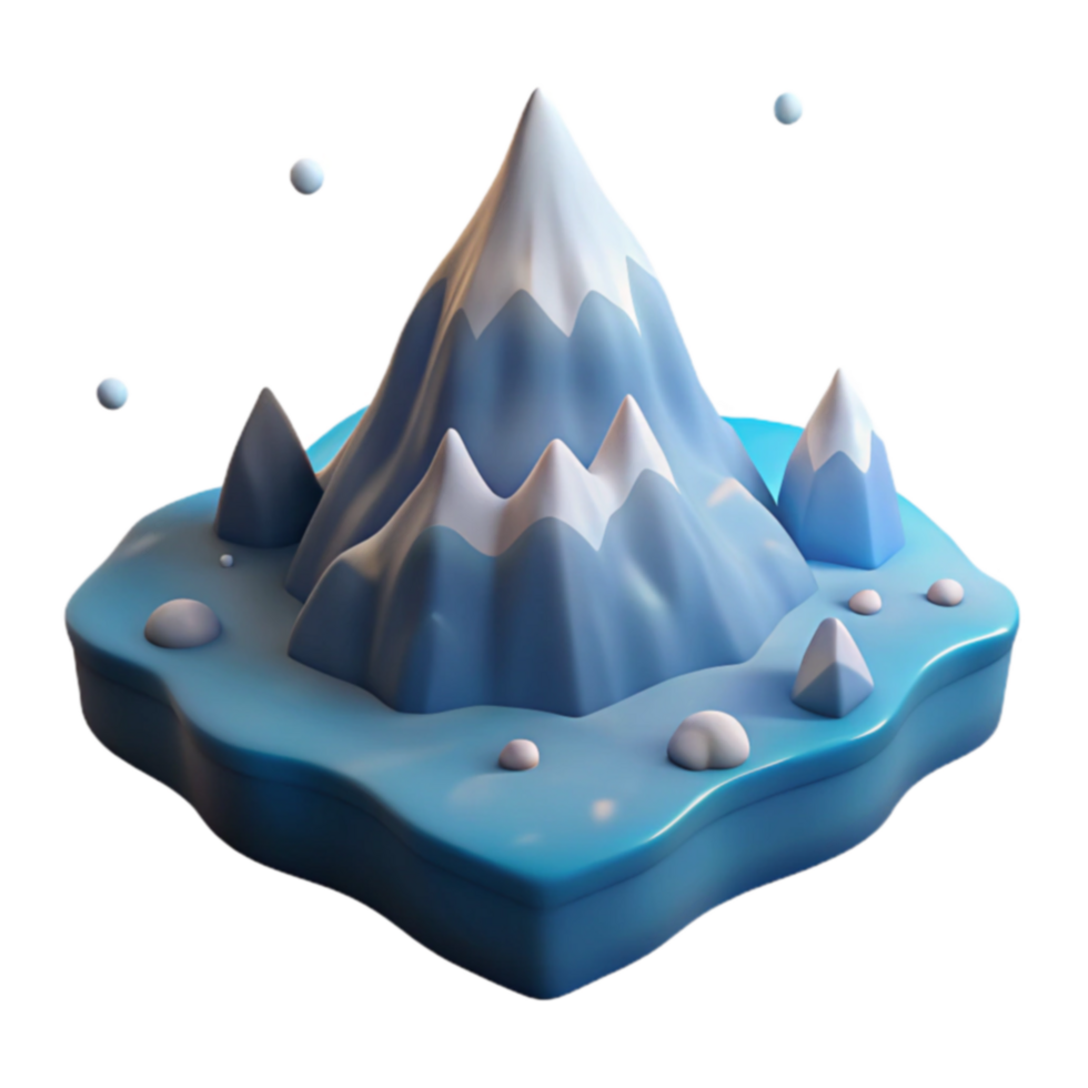Icy Mountain Peak 3D Render of Winter Landscape png