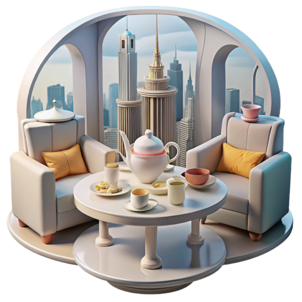 Cityscape Tea Room Relaxing Afternoon Tea with a View png
