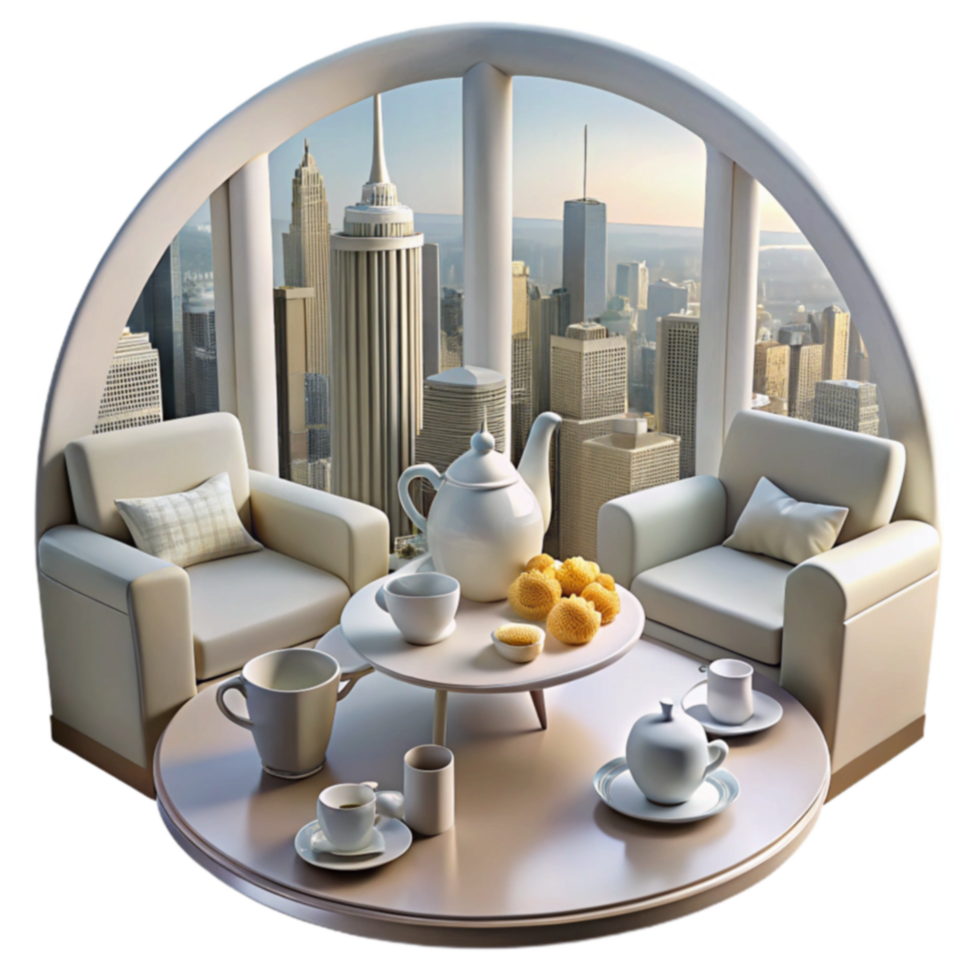 Cityscape Tea Room High-Rise Relaxation png