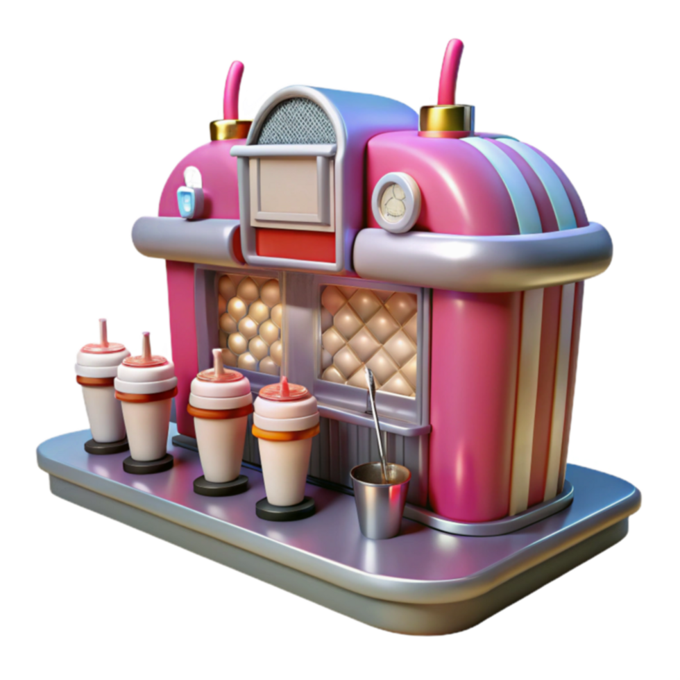 Retro Jukebox Drink Stand A 3D Model png
