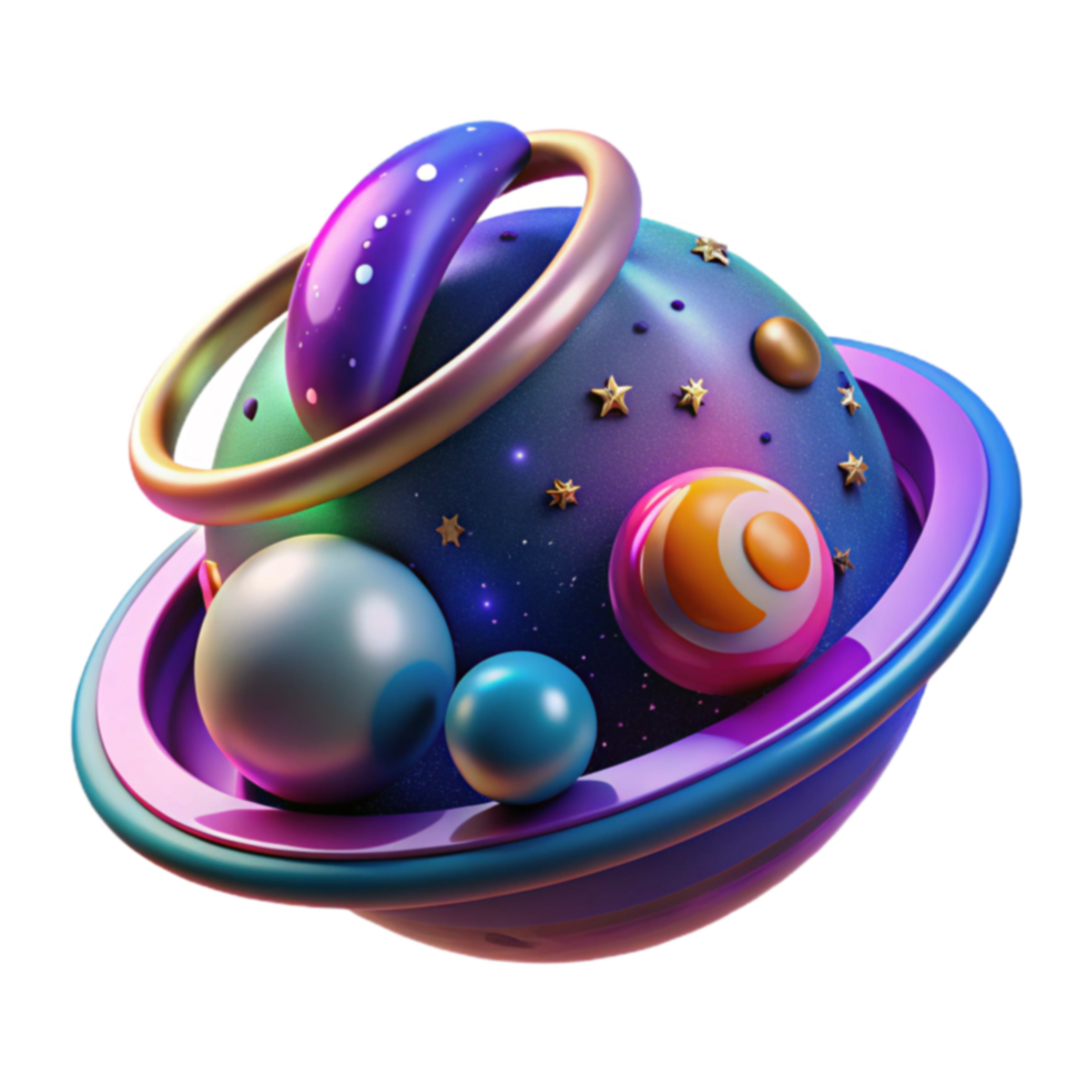 Cosmic Sphere 3D Render of Abstract Planet png