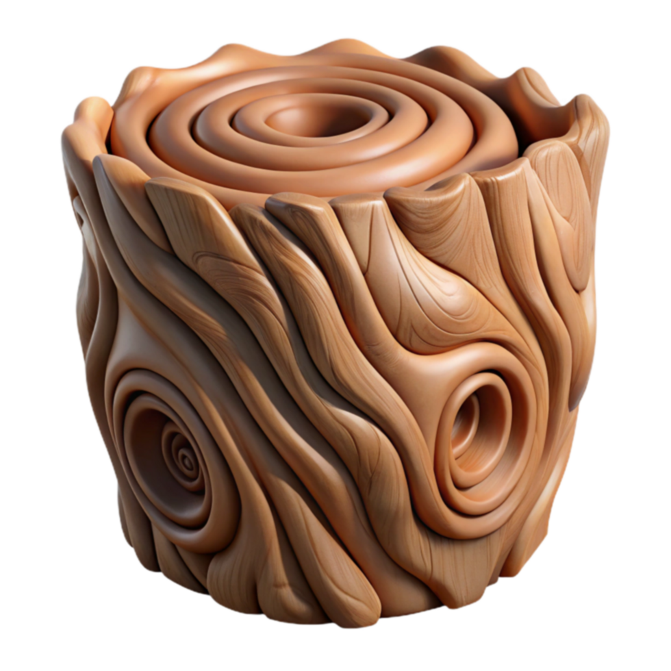 Abstract Wooden Sculpture Concentric Rings Organic Texture png