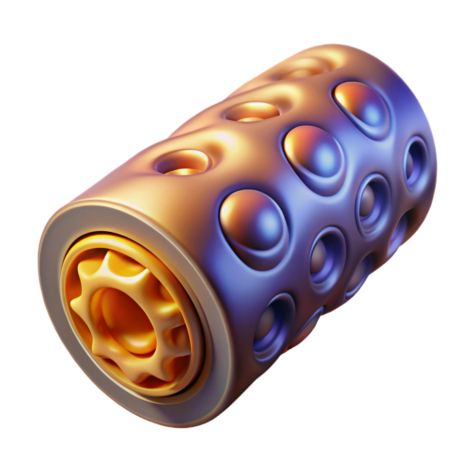 Abstract 3D Render Metallic Cylinder with Textured Surface png
