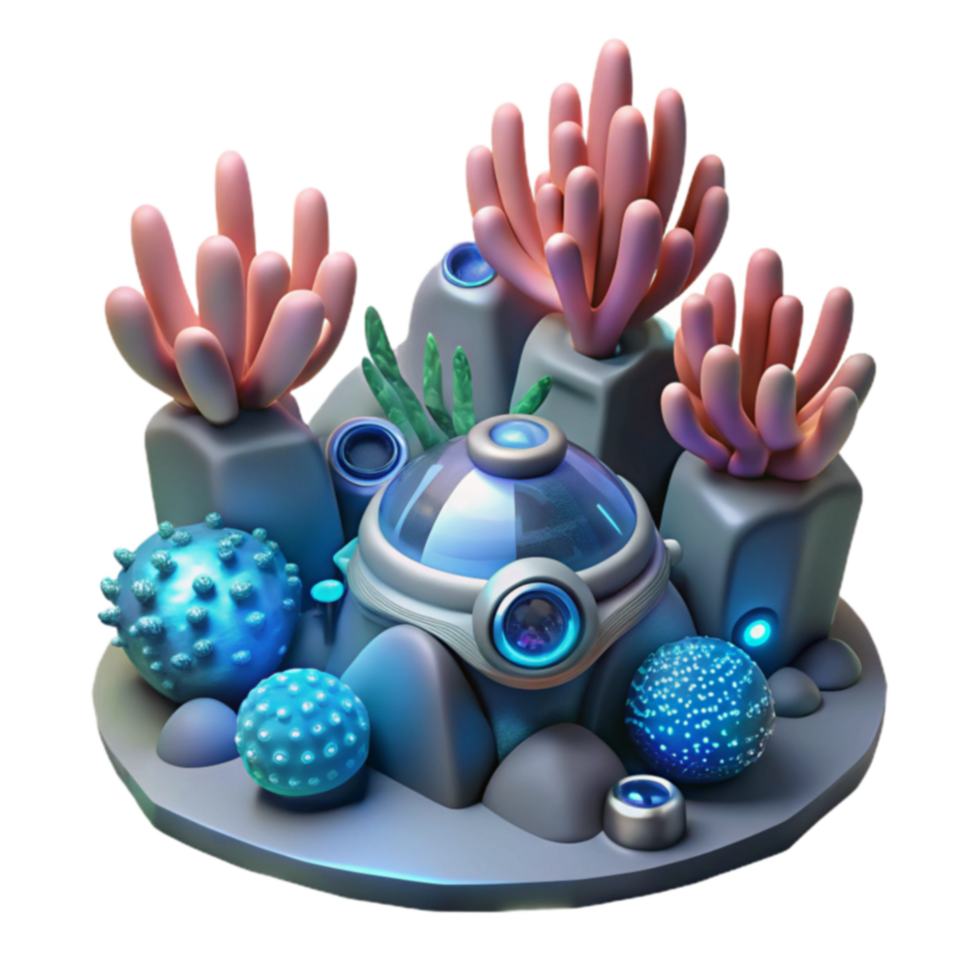 Undersea Habitat Futuristic Coral Reef Ecosystem png