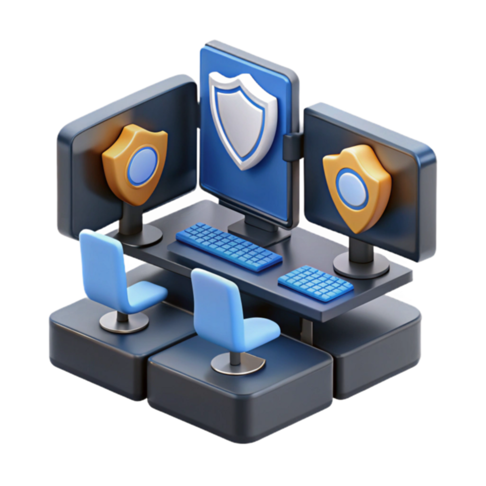 Multi-Monitor Cybersecurity Setup Enhanced System Protection png