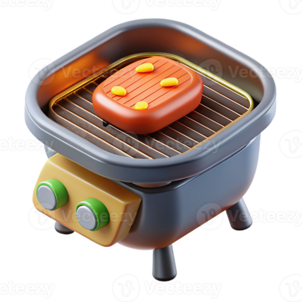 Grilling Patties A 3D Model of a Small Electric Grill png