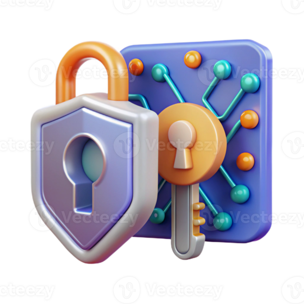Digital Security Shield, Key, and Network Protection png