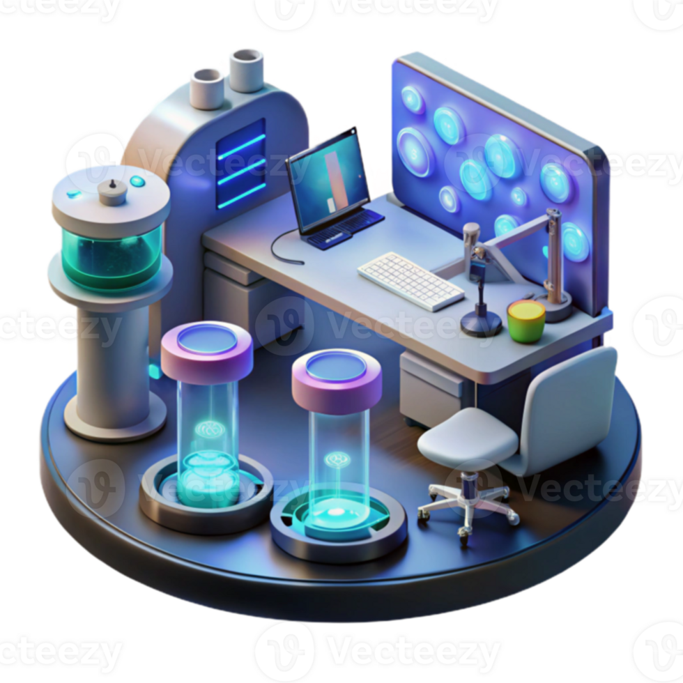 Futuristic Laboratory Research Station with Advanced Technology png