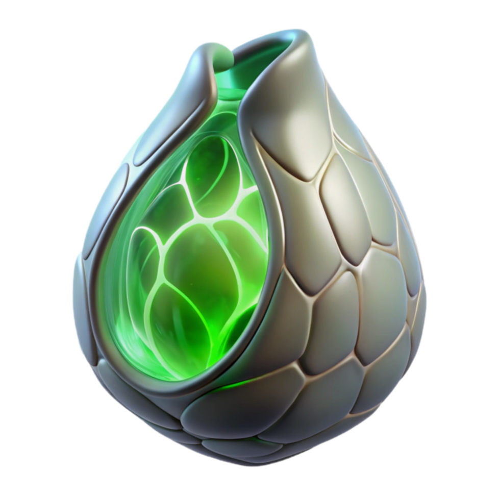 Abstract Glowing Orb 3D Render of Futuristic Bio-Organic Form png